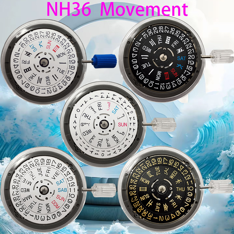 Perpetual Calendar Watch - Movimento Automatico NH36 Originale Nero, Bianco
