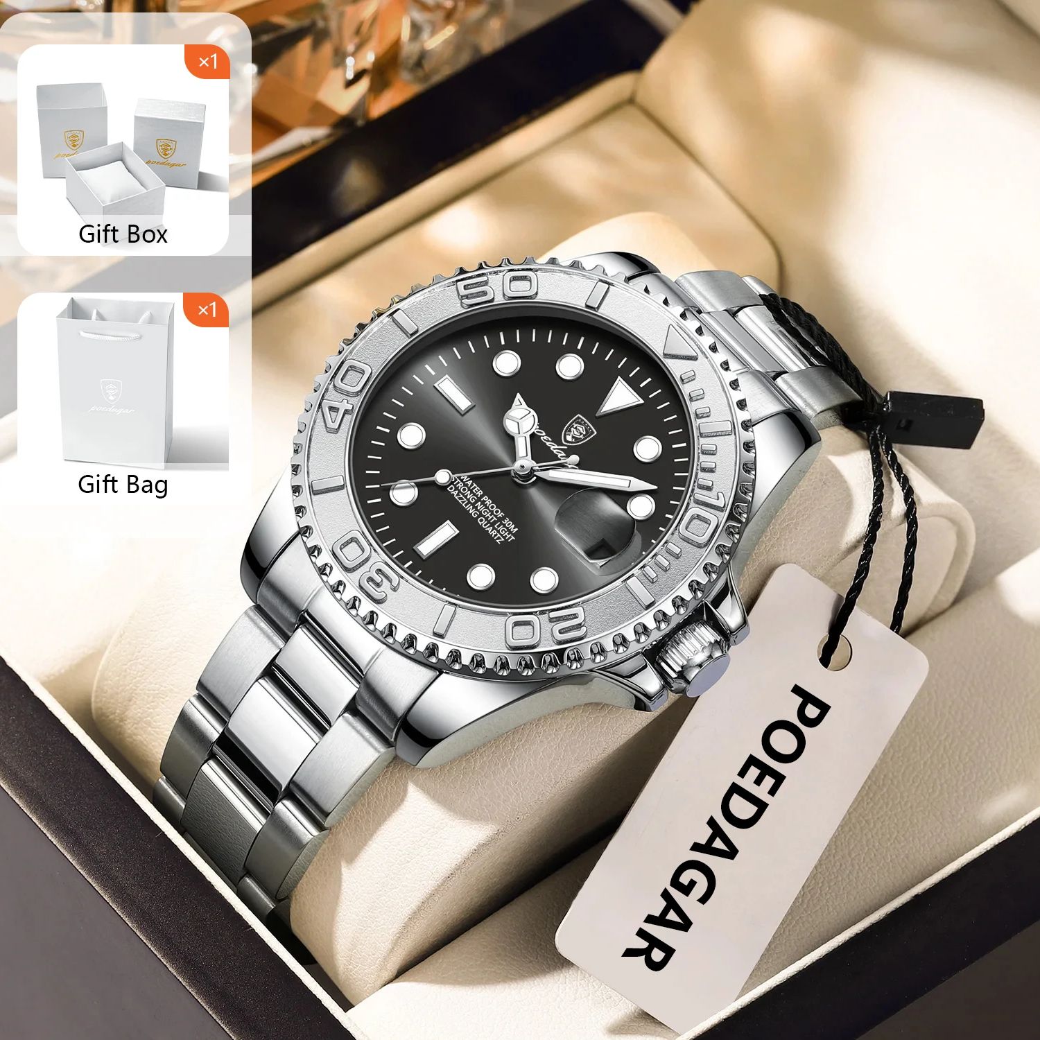 Luxury Watch With Bracelet - POEDAGAR Orologio sportivo da uomo alla