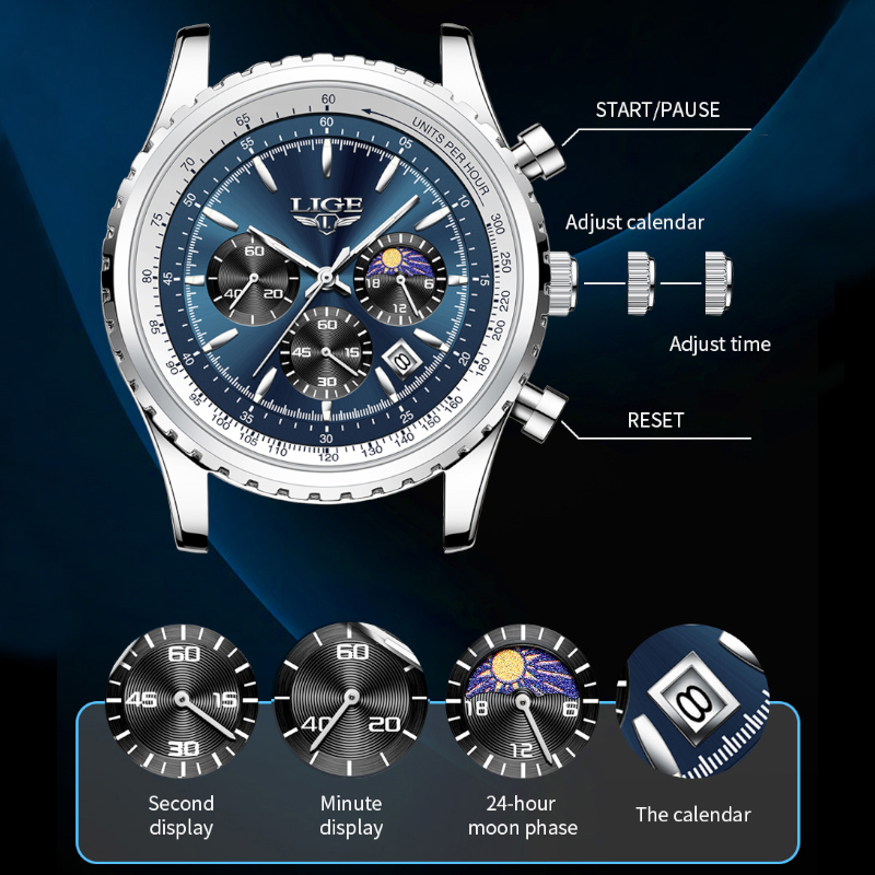 LIGE Brand Luxury Quartz Man W - Luxury Watch Investment recensione e prezzo